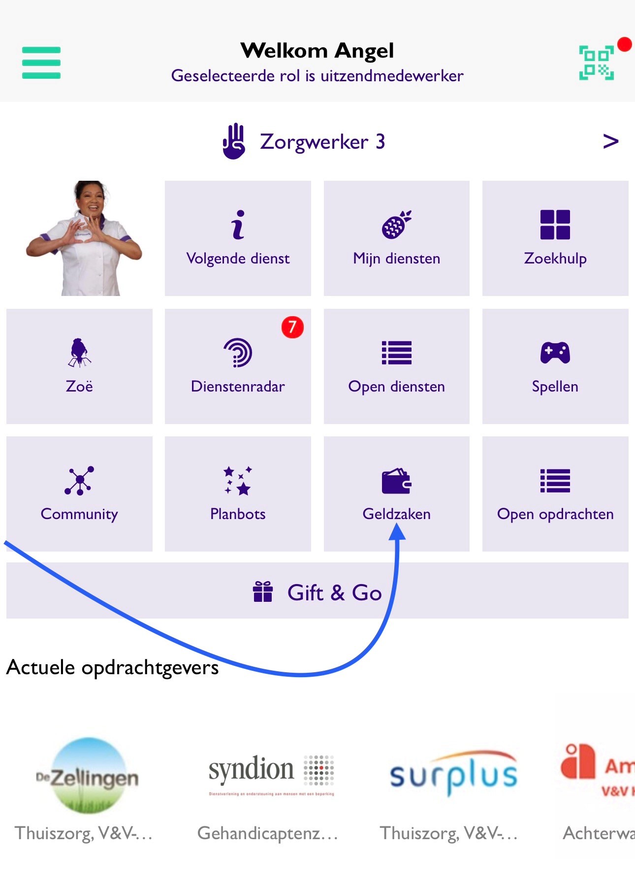 Arbeidsovereenkomst onder Geldzaken in de Zorgwerk app