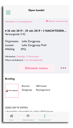 Zorgwerk app – bundeldienst overzicht